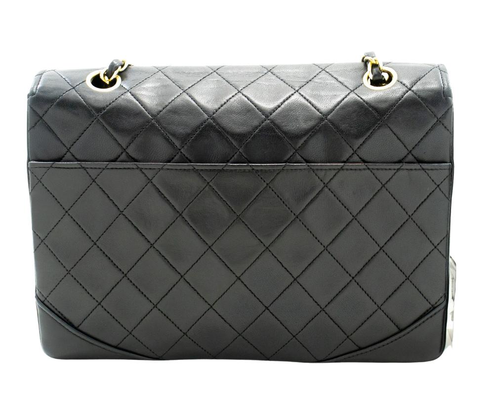 Black Leather Chanel Flap Bag