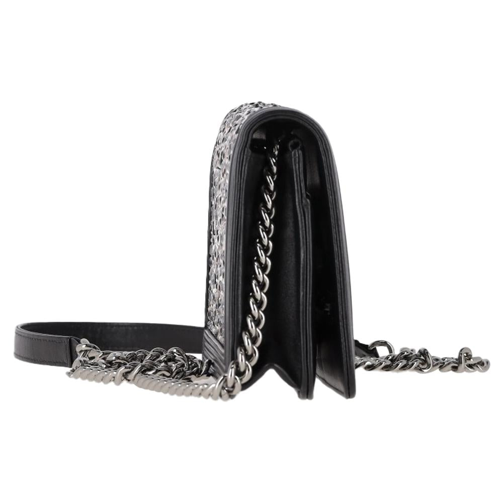 Black Leather Chanel Shoulder Bag