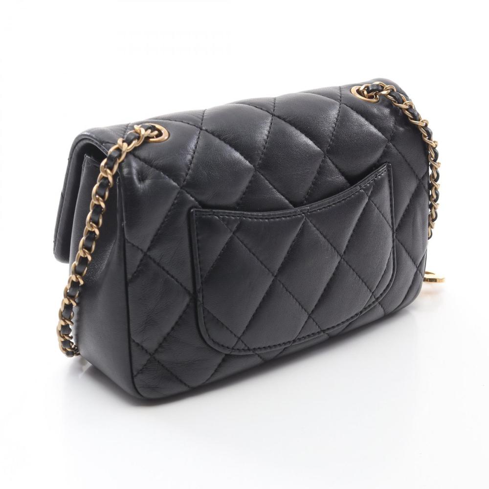 Black Leather Chanel Shoulder Bag