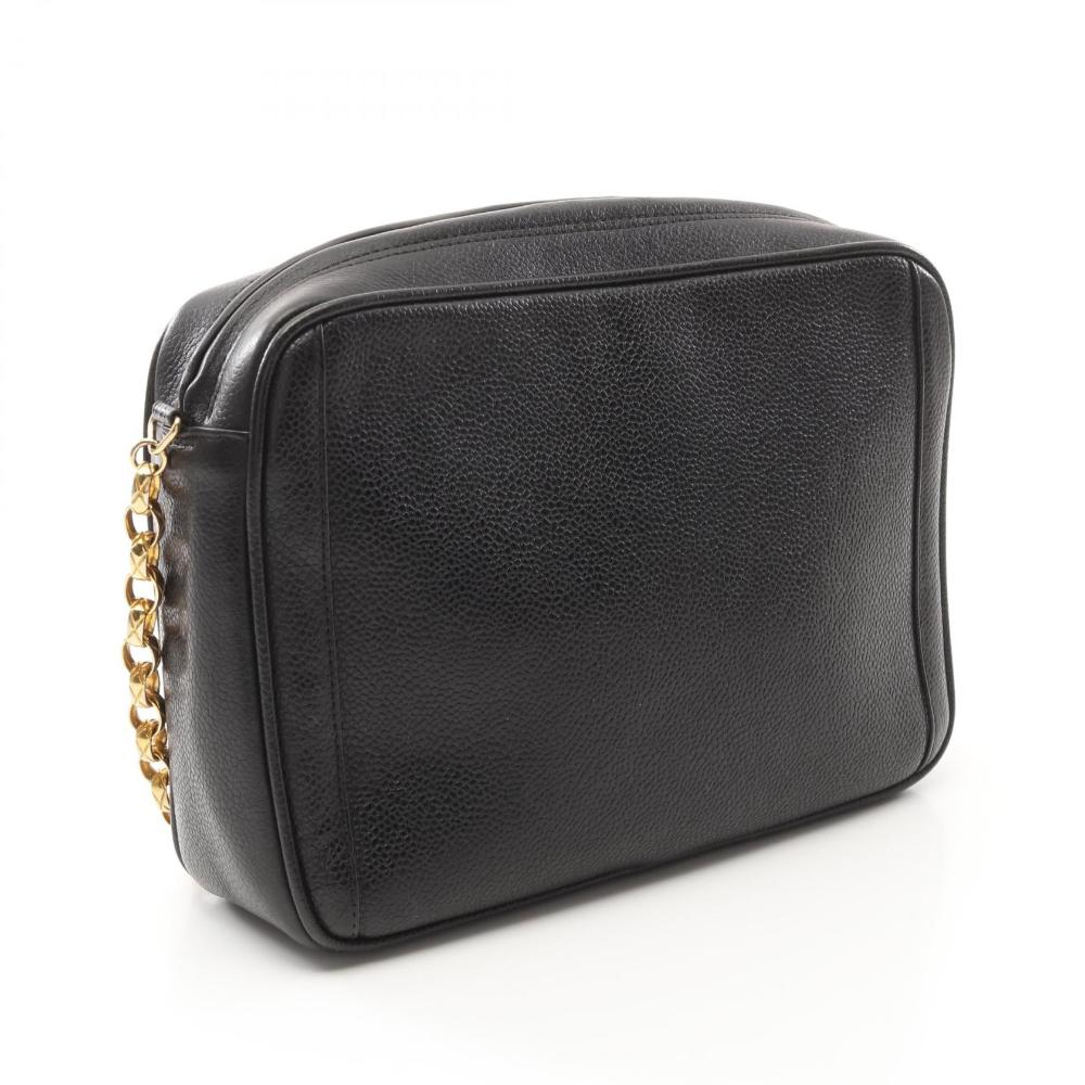 Black Leather Chanel Shoulder Bag
