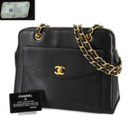 Black Leather Chanel Shoulder Bag