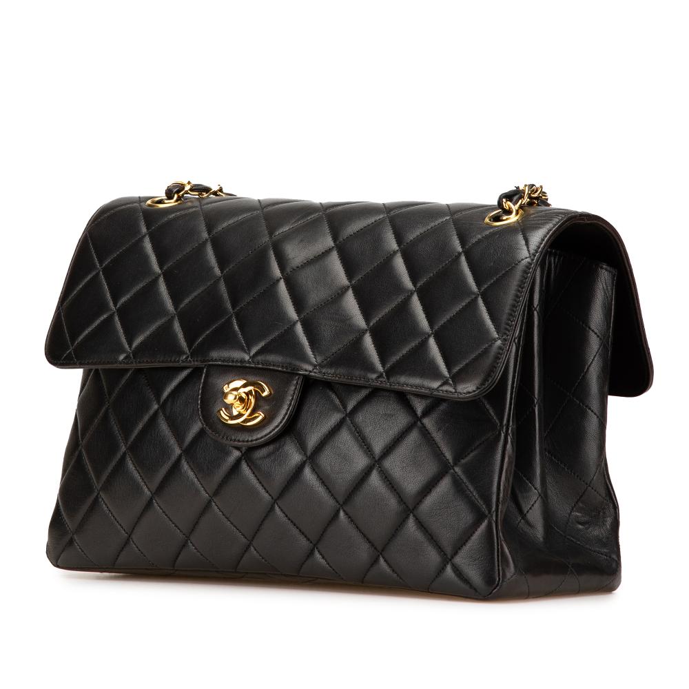 Black Leather Chanel Flap Bag
