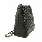 Black Leather Chanel Backpack