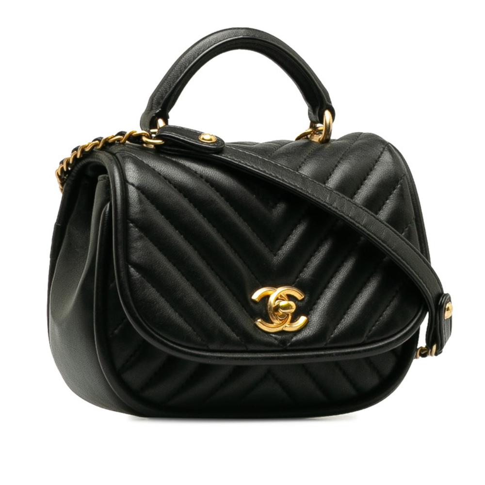Black Leather Chanel Travel Bag