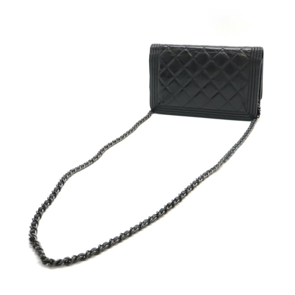 Black Leather Chanel Shoulder Bag