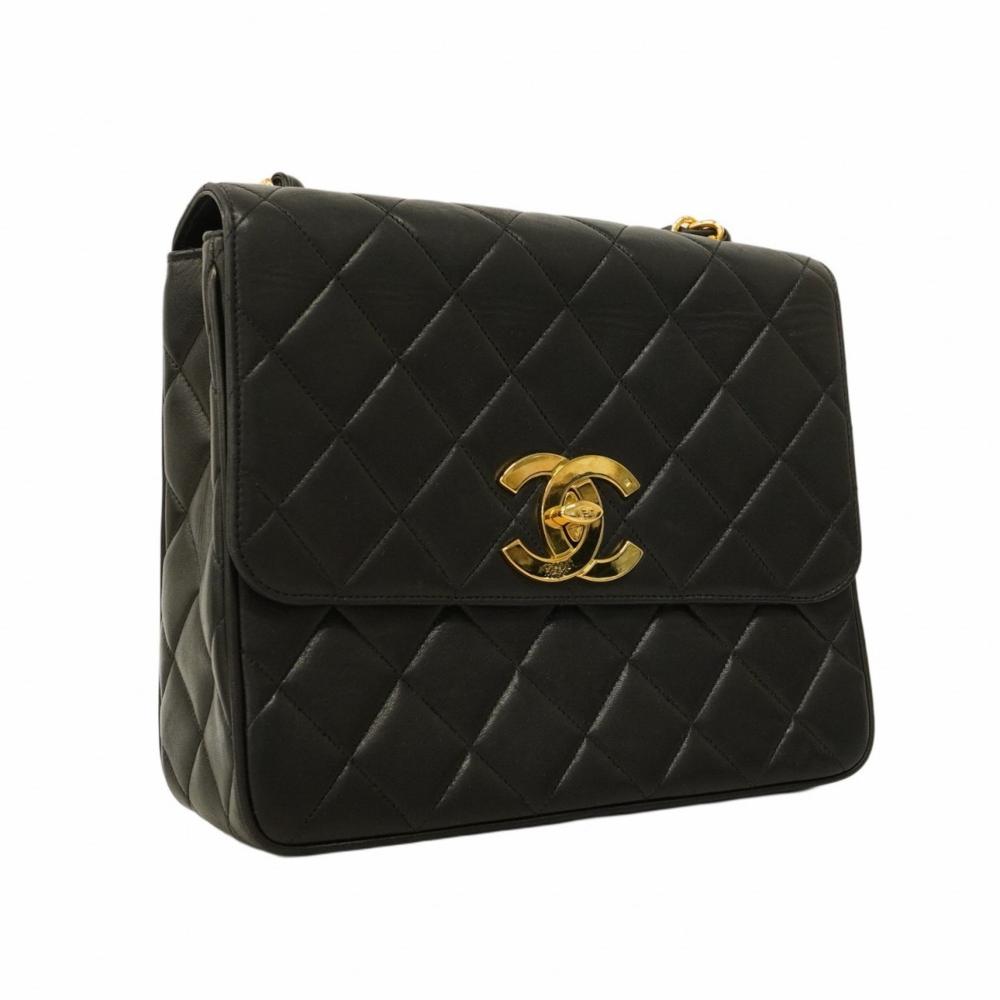 Black Leather Chanel Shoulder Bag