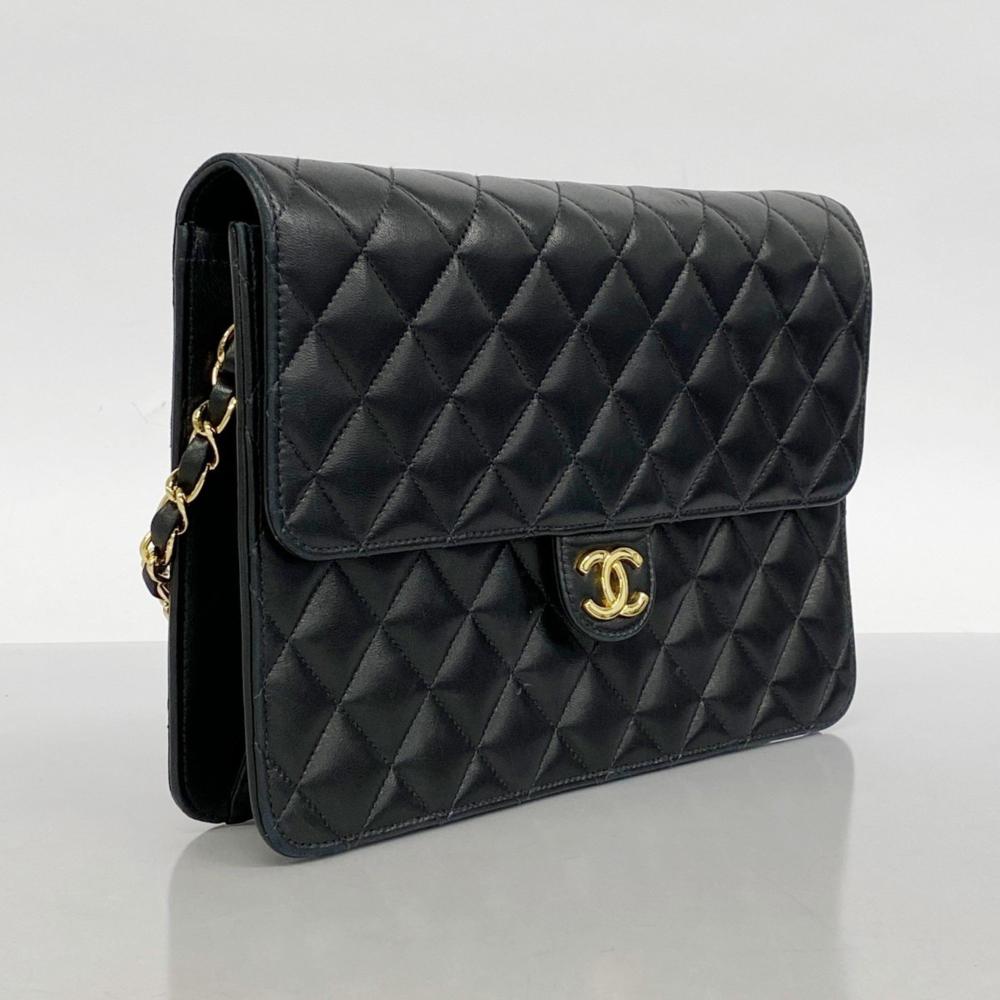 Black Leather Chanel Shoulder Bag