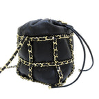 Black Leather Chanel Bucket Bag