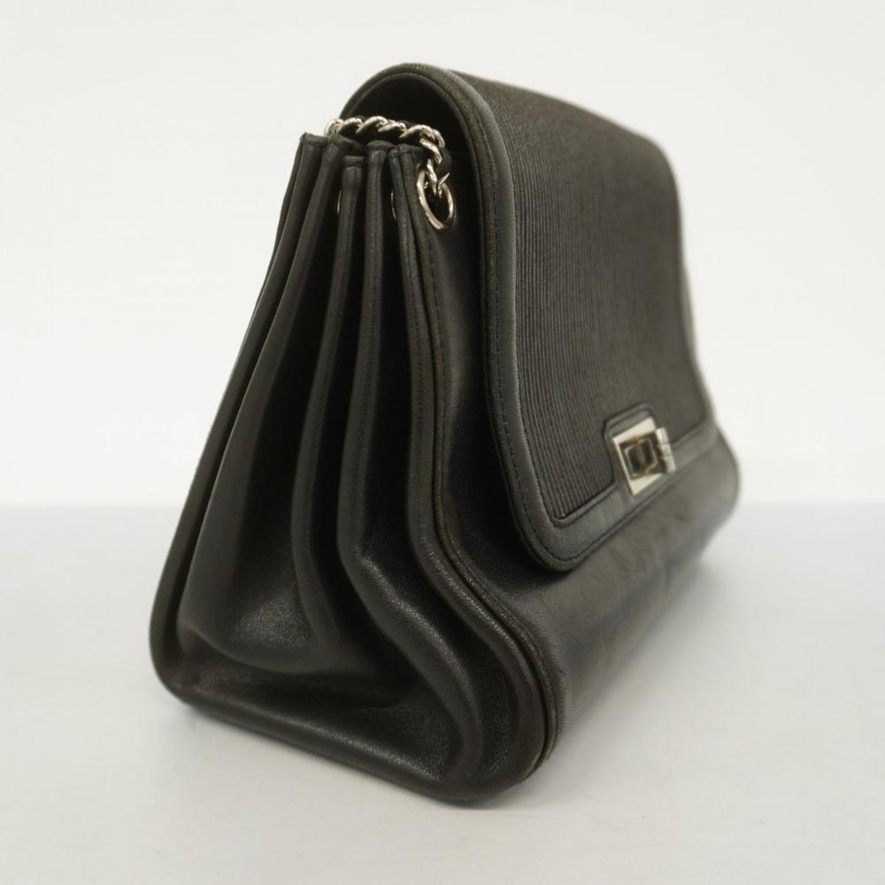 Black Leather Chanel Shoulder Bag