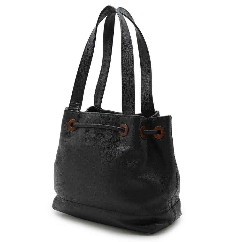 Black Leather Chanel Shoulder Bag