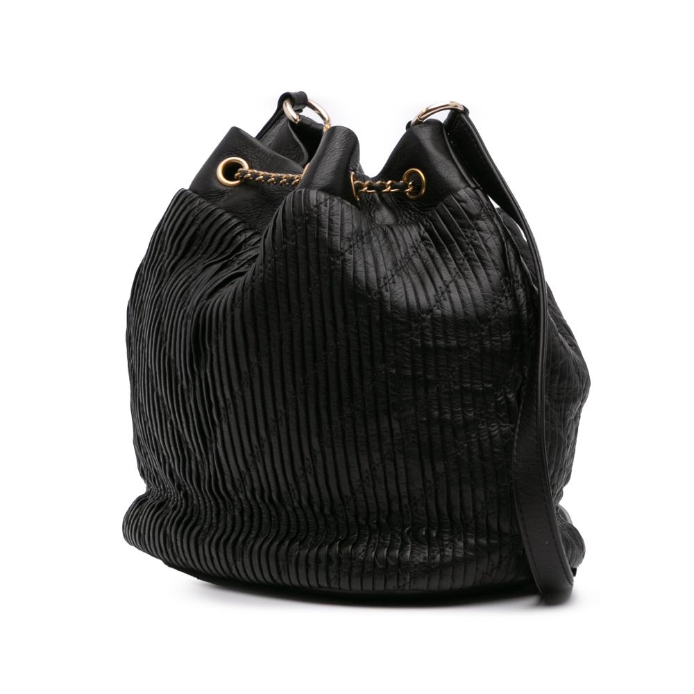Black Leather Chanel Bucket Bag