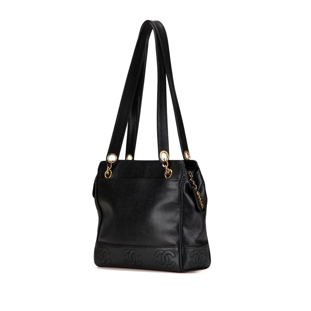 Black Leather Chanel Shoulder Bag