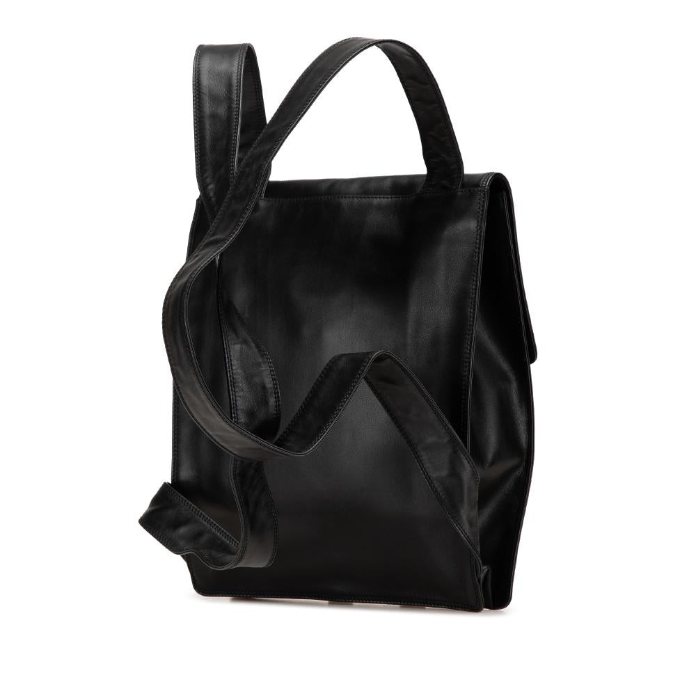 Black Leather Chanel Backpack