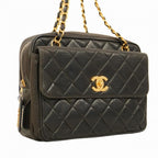 Black Leather Chanel Shoulder Bag