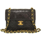 Black Leather Chanel Shoulder Bag