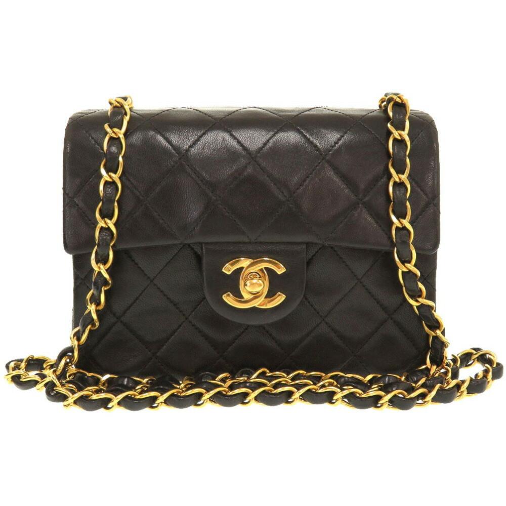 Black Leather Chanel Shoulder Bag