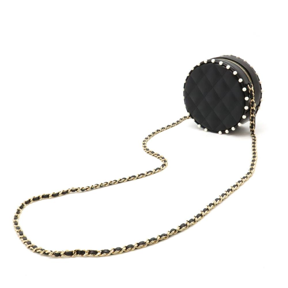 Black Leather Chanel Shoulder Bag
