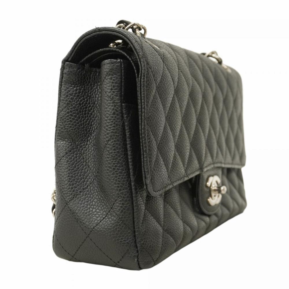 Black Leather Chanel Flap Bag