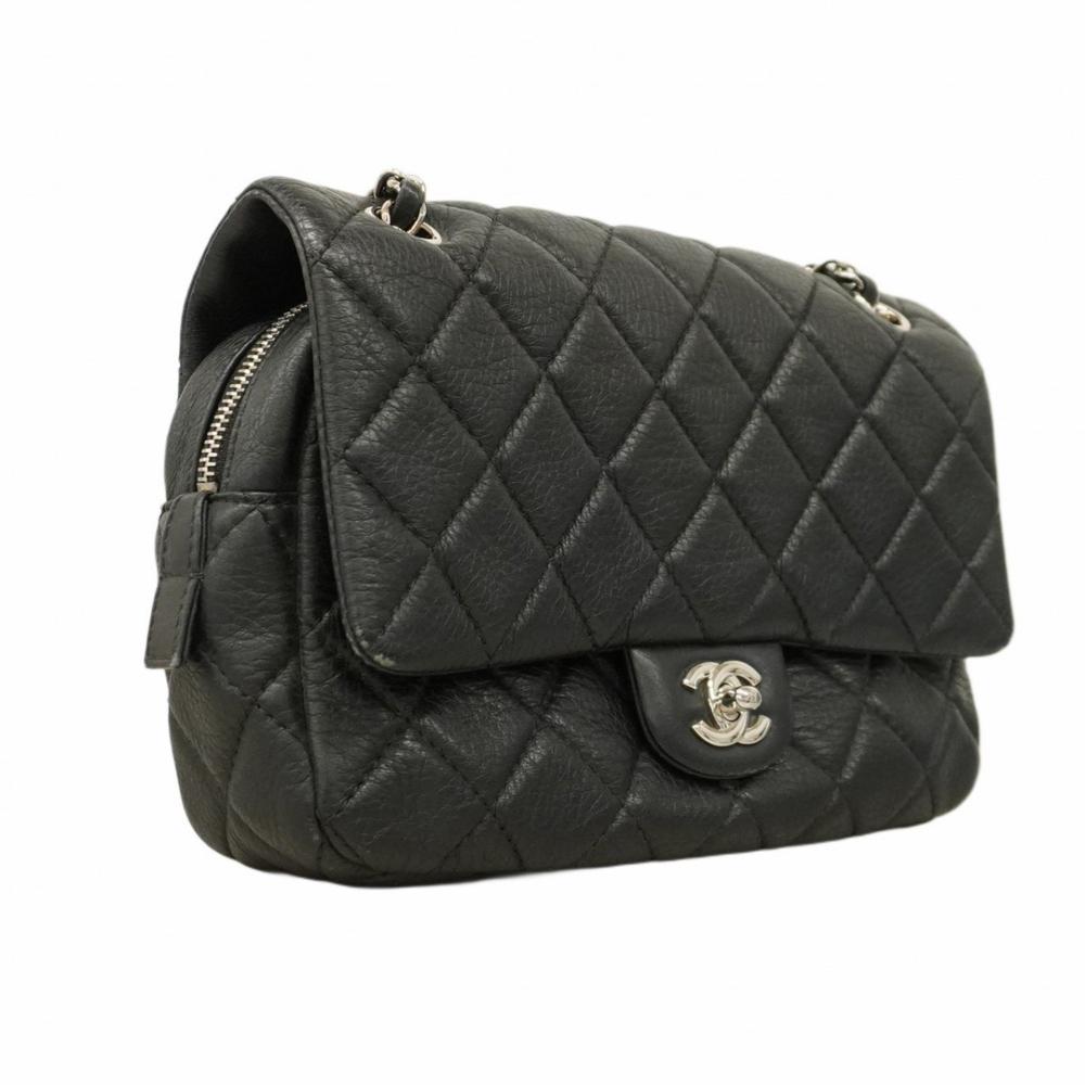 Black Leather Chanel Shoulder Bag