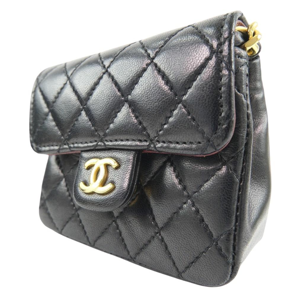 Black Leather Chanel Belt Bag