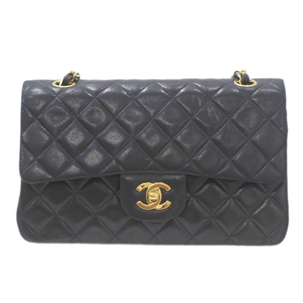 Black Leather Chanel Flap Bag