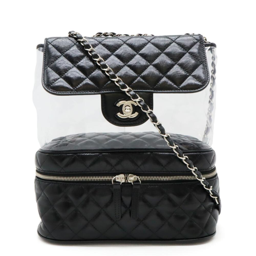 Black Leather Chanel Shoulder Bag