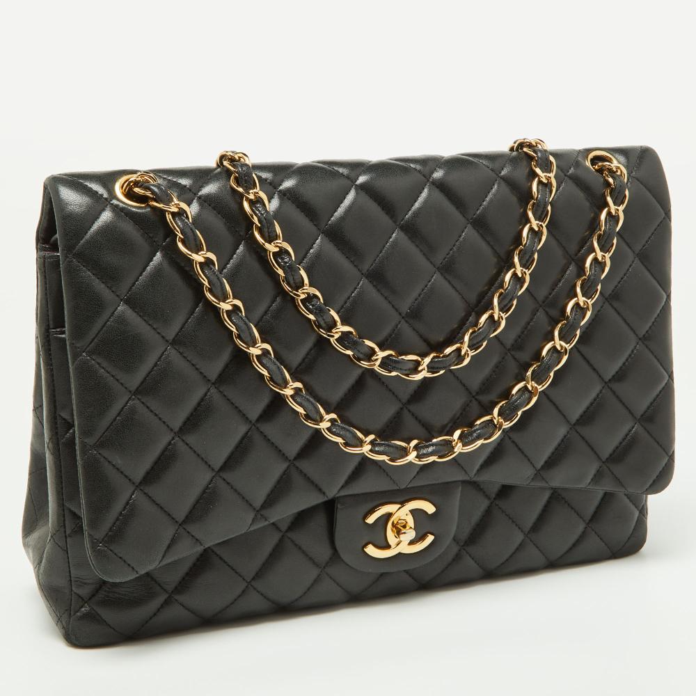 Black Leather Chanel Flap Bag