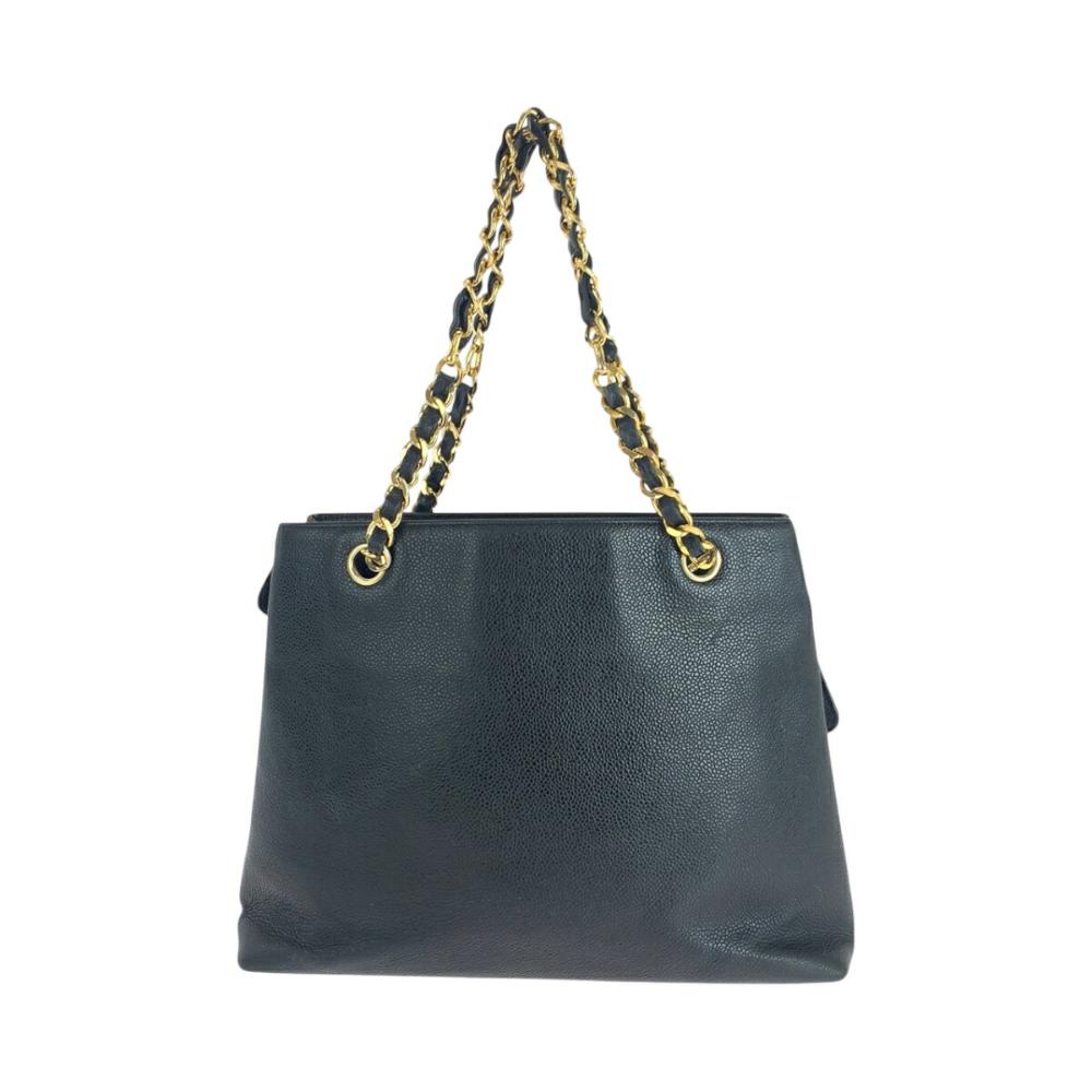 Black Leather Chanel Shoulder Bag