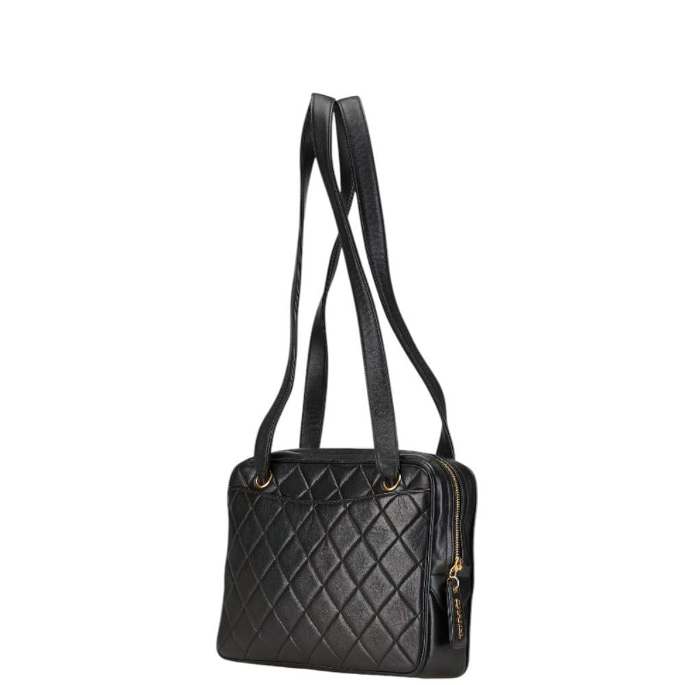 Black Leather Chanel Shoulder Bag