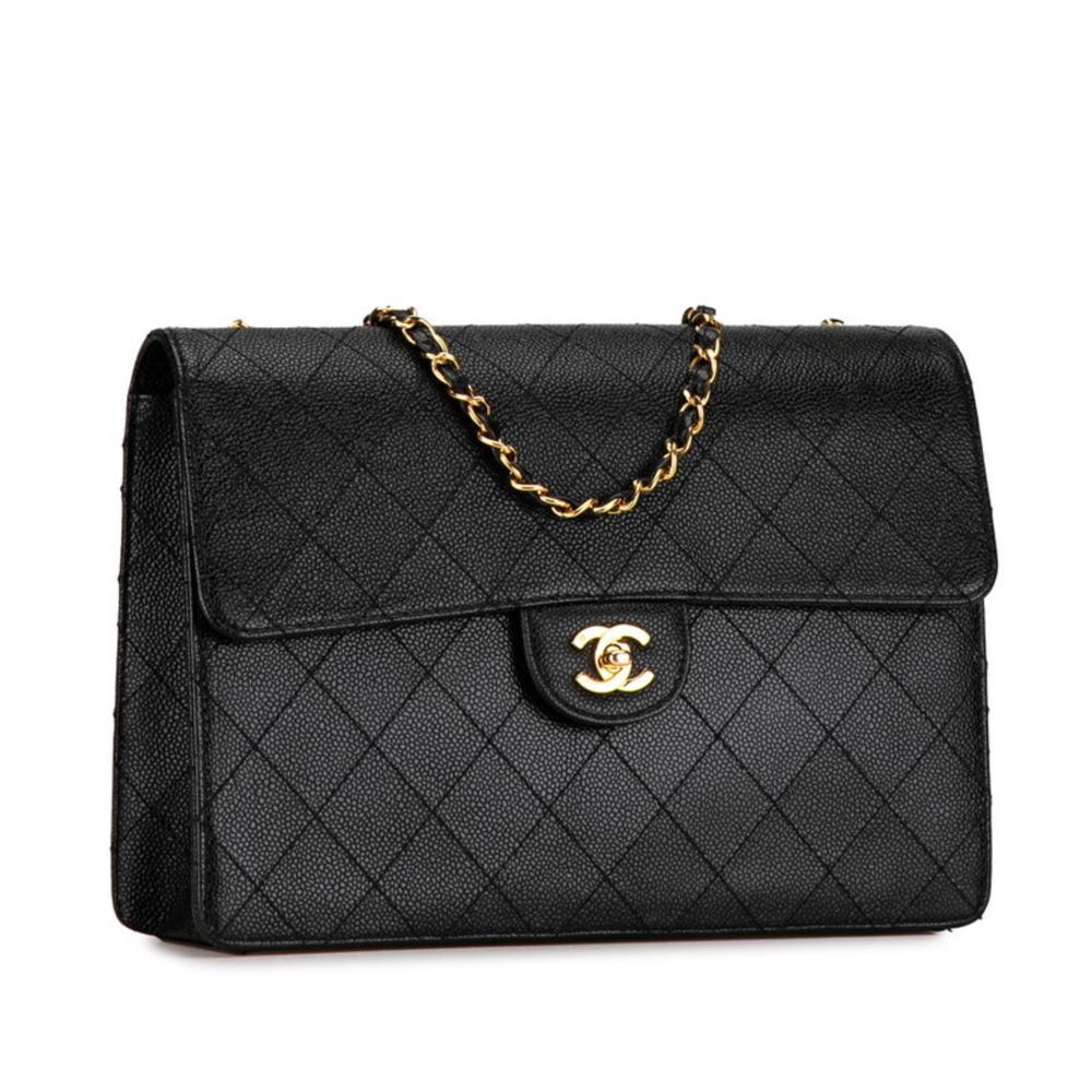Black Leather Chanel Flap Bag