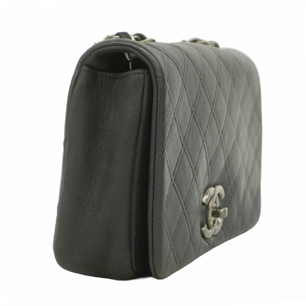 Black Leather Chanel Shoulder Bag