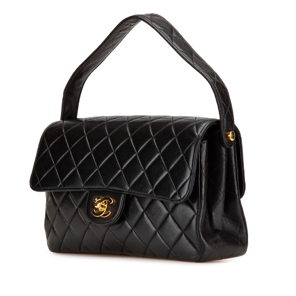 Black Leather Chanel Flap Bag