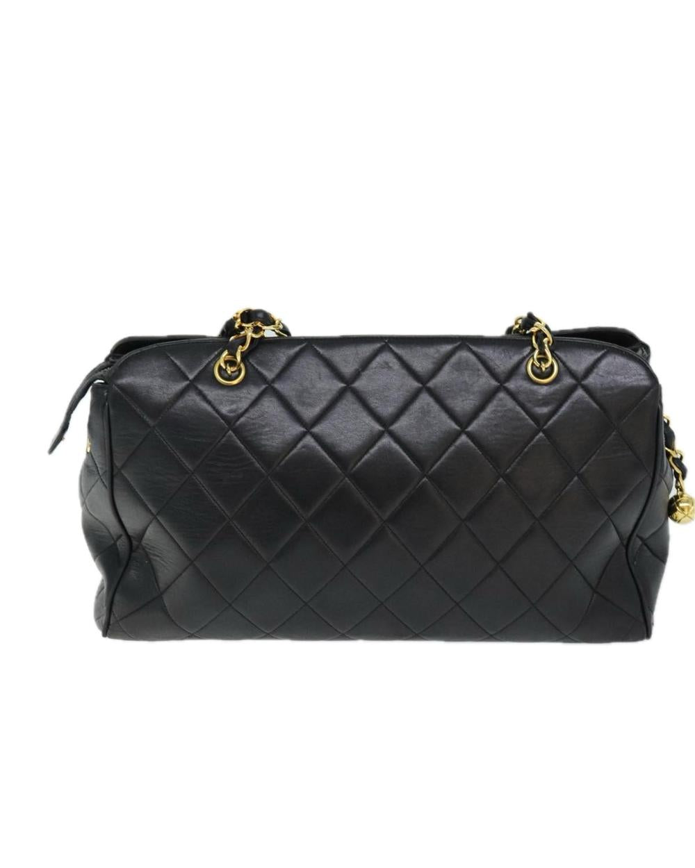 Black Leather Chanel Shoulder Bag