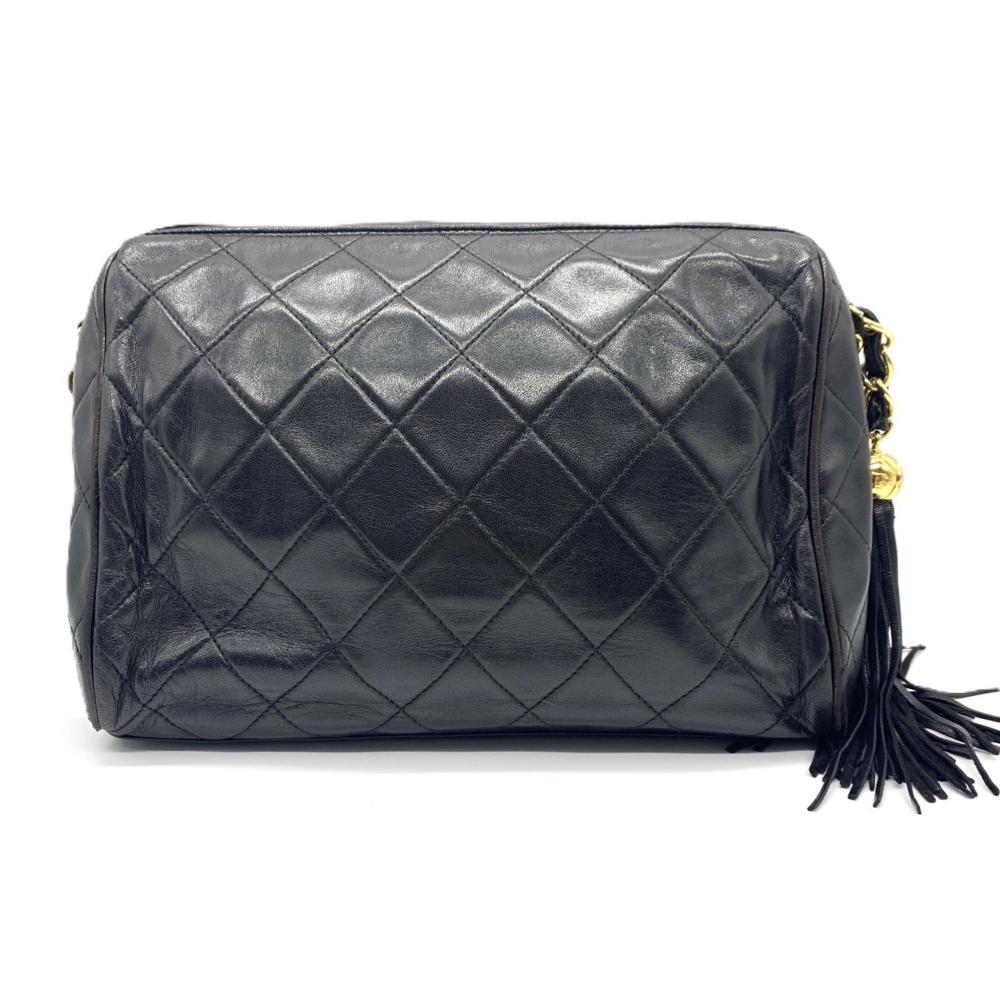 Black Leather Chanel Shoulder Bag
