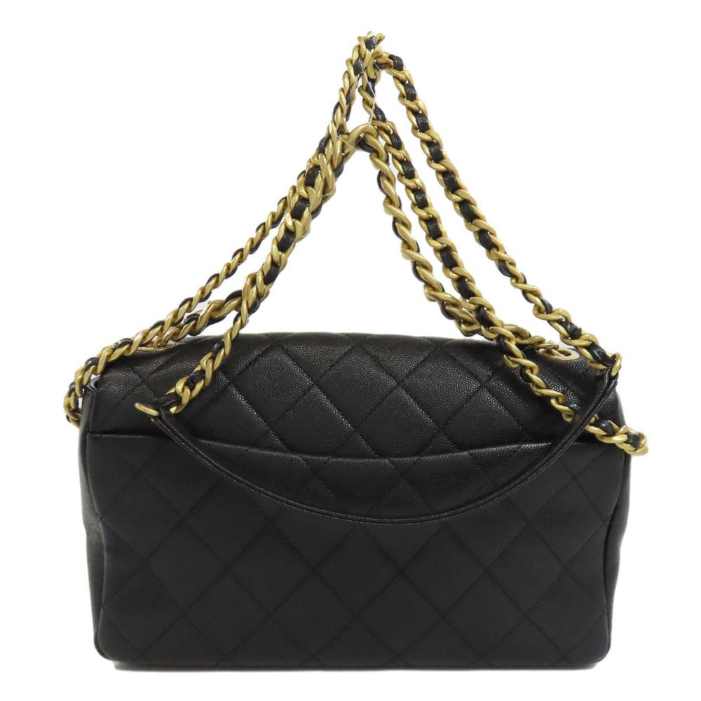 Black Leather Chanel Shoulder Bag