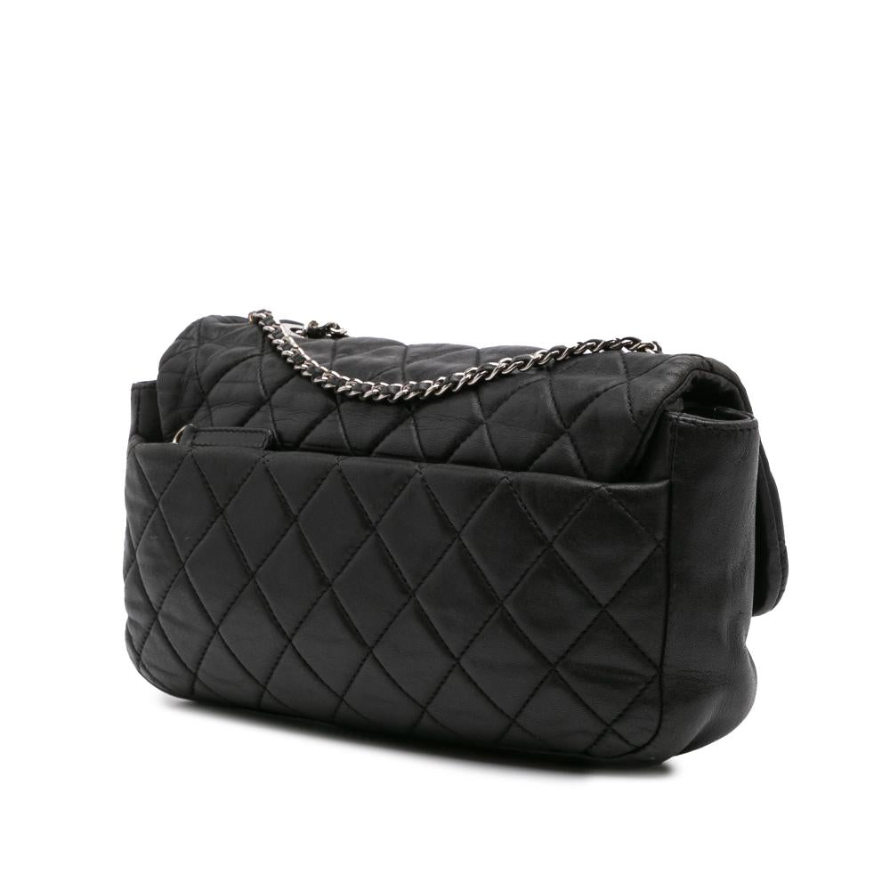 Black Leather Chanel Flap Bag