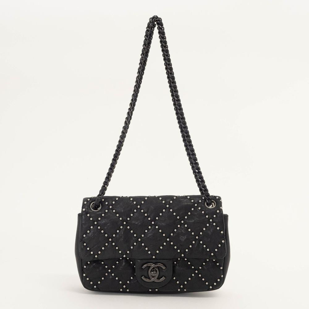 Black Leather Chanel Shoulder Bag