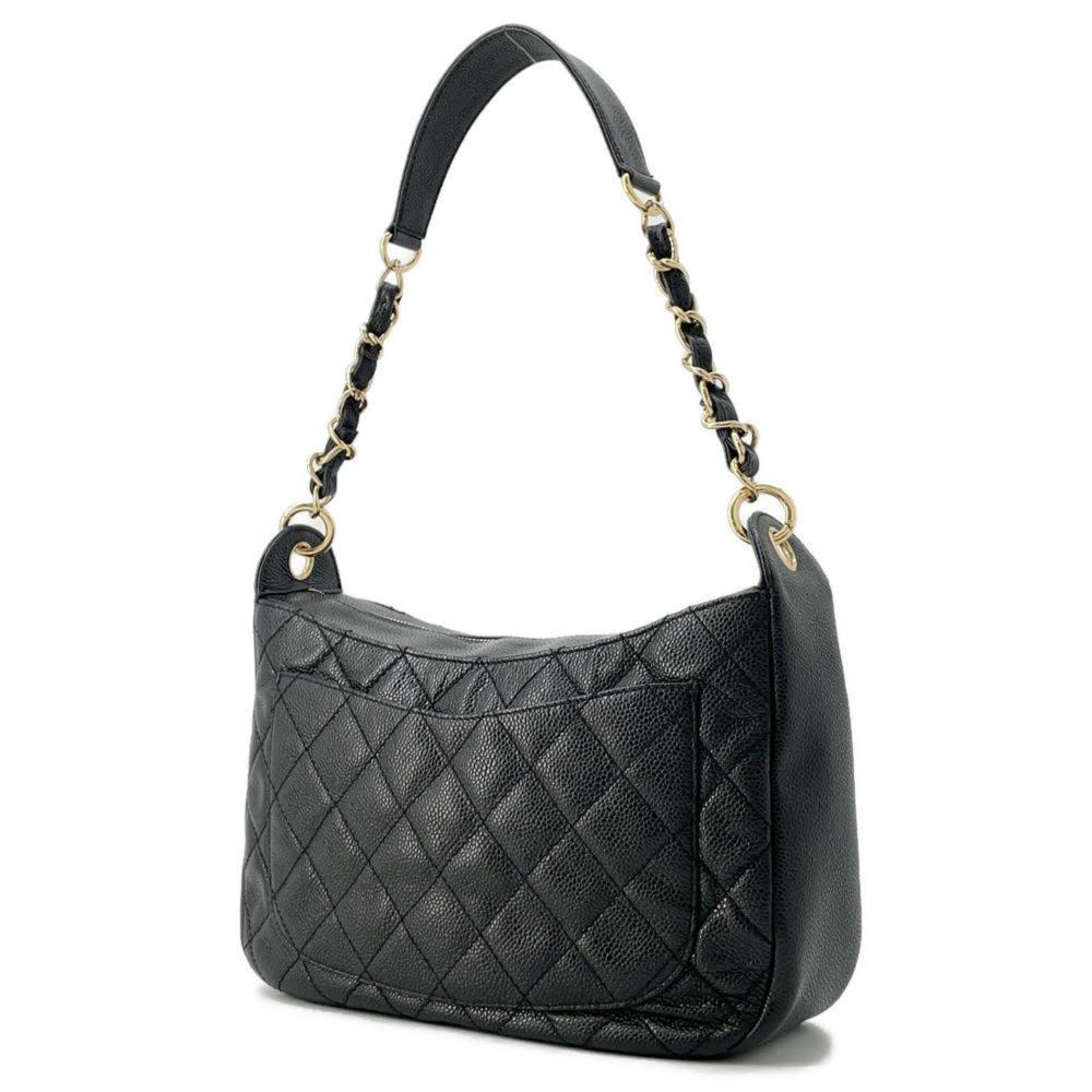 Black Leather Chanel Shoulder Bag