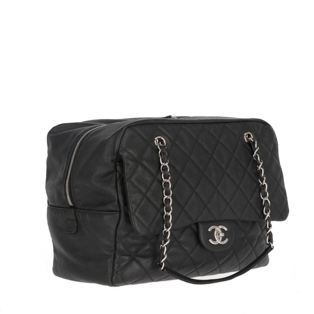Black Leather Chanel Shoulder Bag