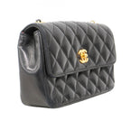Black Leather Chanel Shoulder Bag