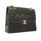 Black Leather Chanel Flap Bag