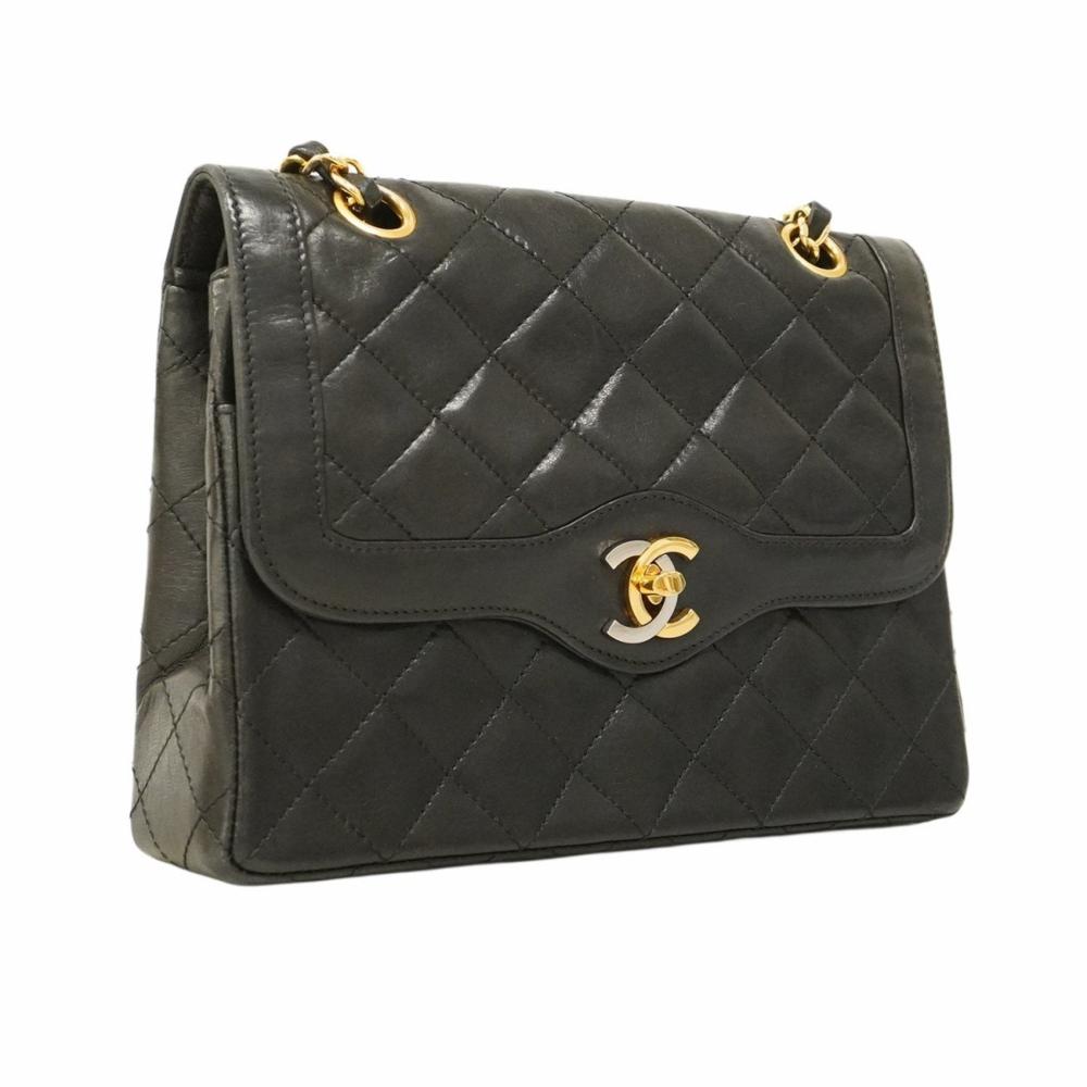 Black Leather Chanel Flap Bag