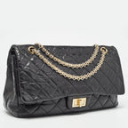 Black Leather Chanel Flap Bag