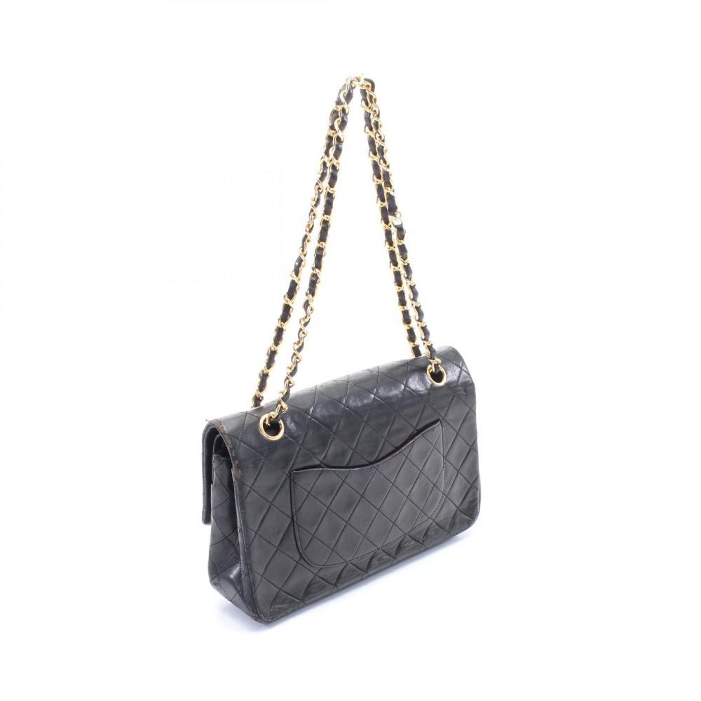 Black Leather Chanel Shoulder Bag