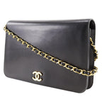 Black Leather Chanel Shoulder Bag