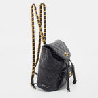 Black Leather Chanel Backpack
