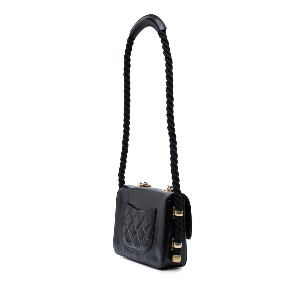 Black Leather Chanel Flap Bag