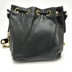 Black Leather Chanel Shoulder Bag