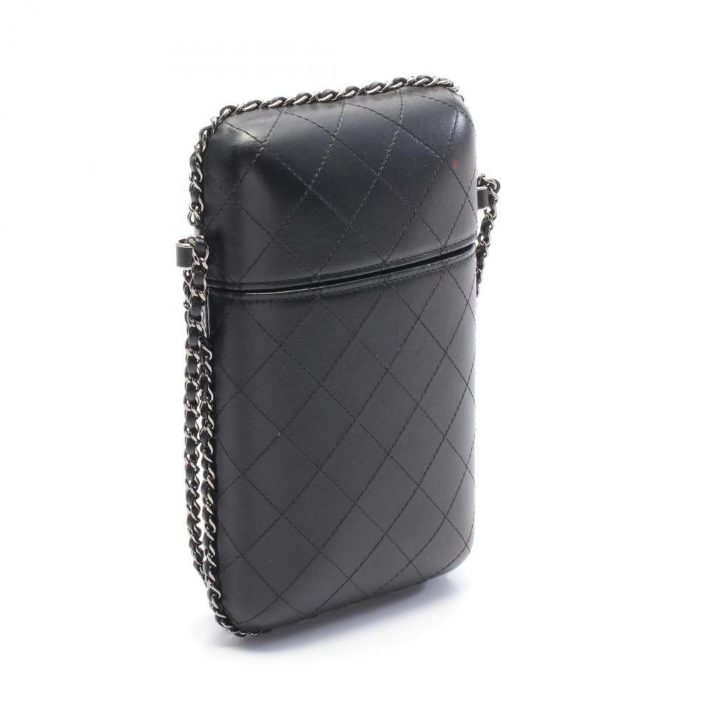 Black Leather Chanel Shoulder Bag