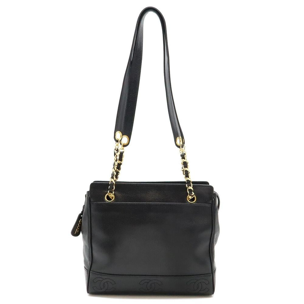 Black Leather Chanel Shoulder Bag